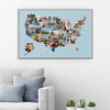 USA Photo Map - 50 States Travel Map - 24 x 36 in - Printed on Flexible Vinyl - Rewritable Double Layer Map of United States - Includes Secure Photo Maker - Unframed - Blue