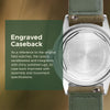 PRAESIDUS A-11 Spec 2 White Patina Canvas Men's 40 mm Military Ameriquartz Watch in White Dial and Green Canvas Strap