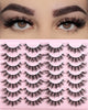 FARRED Fluffy Natural Lashes Cat Eye Lashes 8D Eyelashes Short Mink Eye Lashes Wispy False Eyelashes 14 Pairs Faux Mink Strip Fake Lash Pack for Daily Makeup (F10 | 9-15mm)