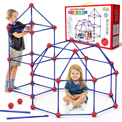 Fort Building Kit for Kids,STEM Construction Toys, Educational Gift for 4 5 6 7 8 9 10 11 12 Years Old Boys and Girls,Ultimate Creative Set for Indoor & Outdoors Activity,140 Pcs