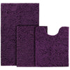 BYSURE Deep Purple Bathroom Rugs Sets 3 Piece Non Slip Extra Absorbent Plush Chenille Soft Washable Bath Rugs and Mats Set