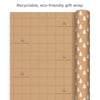 Hallmark Recyclable Kraft Wrapping Paper with Cut Lines (3 Rolls: 90 Sq. Ft. Ttl.) Minimalist Christmas, White Trees, Deer Antlers, Snowflakes on Brown Kraft for Holidays, Weddings, Winter Solstice, 30 Sq Ft (0005JXW1210)