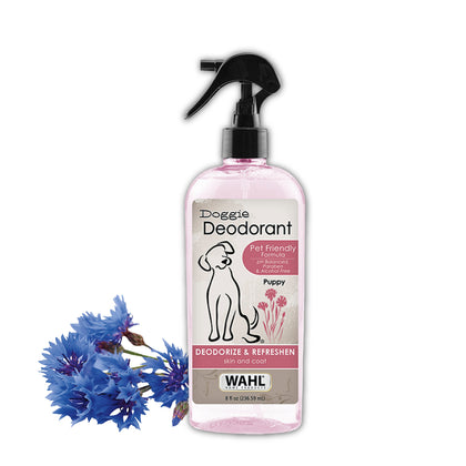 Wahl USA Cornflower Aloe Pet Deodorant Spray for All Dogs & Cats - Clean Fresh Smell Refreshes & Deodorizes - 8 oz - Model 820009A