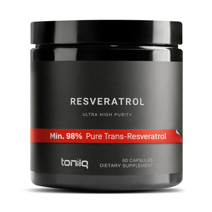 toniiq ultra high purity resveratrol capsules - 98% trans-resveratrol - highly purified and bioavailable - 60 caps reservatrol supplement (expiry -10/31/2025)