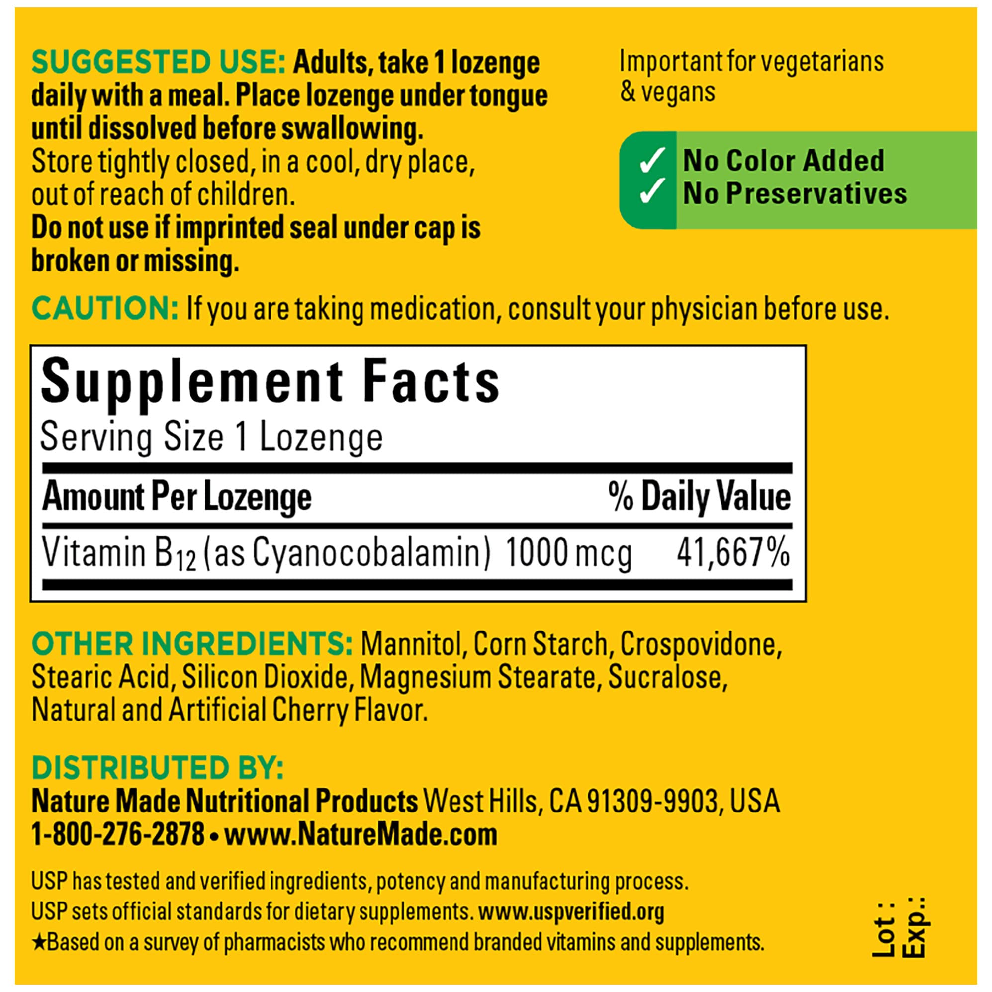 Nature Made Sublingual Vitamin B12 1000 mcg Micro-Lozenges, 50 Count f