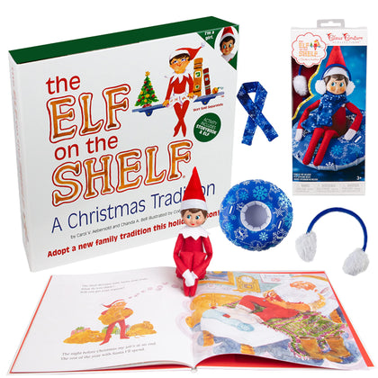 The Elf on the Shelf Girl Gift Set - Elf Girl and Christmas Storybook Plus Wintertime Adventure Snow Tube, Scarf, and Earmuffs - 3 Piece Outfit Set
