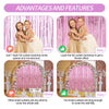 Crosize 2 Pack 3.3 x 9.9 ft Pink Foil Fringe Backdrop Curtain, Streamer Backdrop Curtains, Streamers Birthday Party Decorations, Tinsel Curtain for Parties, Galentines Decor, Preppy, Photo Booth