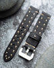 BINLUN Genuine Leather Watch Strap Crazy-horse Leather Watch band Rough Oil Top Grain Leather Straps Handmade X-shape Route Leather Bands for Men Women Black Silver Buckle Watch Straps 20/22/24/26mm