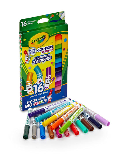 Crayola Washable Pip Squeaks Skinnies Markers, 16 Count, School Supplies, Gifts for Boys and Girls