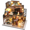 Lannso DIY Dollhouse Miniature Kit, Doll House Kit with Dust Proof Cover and Music Box, Mini Wooden Dollhouse Toys for Adult Gift(M2132)