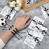 Inbagi 30 Pcs Adjustable Soccer Bracelets with 30 Pcs Cardboard Soccer Charm Bracelet Soccer Party Gifts Favors for Teen Girls Soccer Sport Team Players (Black)