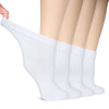 Hugh Ugoli Diabetic Socks for Women, Super Soft & Thin Bamboo Ankle Socks, Wide & Loose, Non-Binding Top & Seamless Toe, 4 Pairs, White.