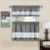 GoodGram Country Gingham Check Live~Laugh~Love 3 Pc. Café Plaid Kitchen Curtain Set - Assorted Colors & Sizes (Gray, 36 in. L)