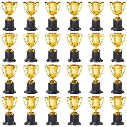 Juvale 24 Pack Mini Trophies for Awards, Gold Participation Trophy Cups for Sports Tournaments and Competitions (4 in)