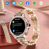 Smart Watches for Women (Answer/Make Call) with Diamonds, 1.3 HD Touch Screen Bluetooth Smartwatch for Android iOS Phones, Fitness Activity Trackers with Heart Rate/SpO2/BP/Sleep Monitor (Gold)