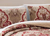 Luxury Home Collection 3 Piece King/California King Quilted Reversible Coverlet Bedspread Set Floral Printed Taupe Red