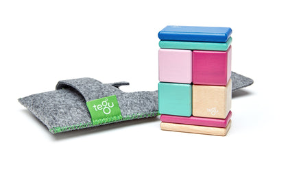 8 Piece Tegu Pocket Pouch Magnetic Wooden Block Set, Blossom