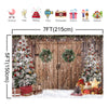 Felortte 7x5FT Polyester Fabric Winter Christmas Rustic Barn Wood Door Photography Backdrop Xmas Tree Snow Gifts Decor Background Banner for Family Holiday Party Supplies Photo Studio Props Pictures