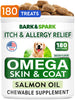 Omega 3 for Dogs - 180 Fish Oil Treats for Dog Shedding, Skin Allergy, Itch Relief, Hot Spots Treatment - Joint Health - Skin and Coat Supplement EPA & DHA Fatty Acids Salmon Oil Bacon