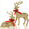 Juegoal Christmas Tabletop Decorations, Set of 2 Glitter Golden Reindeer Figurines, 12.6