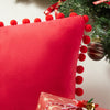 Top Finel Christmas Red Pillow Covers 18x18 inches Set of 2 Decorative Velvet Couch Throw Pillow Cover with Pom Poms Xmas Soft Square Sofa Pillow Cases