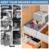 Drawer Organizer for Clothing, 12 Pack Sock Underwear Drawer Organizer Bins, Foldable Fabric Closet Organizers and Storage Dresser Drawer Dividers for Baby Clothes, Bra, Scarves, Belt, Tie (Grey)