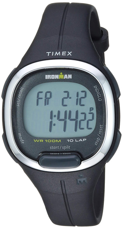 Timex Women's TW5M19600 Ironman Transit Mid-Size Black/Silver-Tone Resin Strap Watch