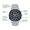 Citizen Men's Eco-Drive Sport Luxury World Chronograph Atomic Time Keeping Watch in Stainless Steel, Blue Dial (Model: AT8020-54L)