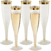 36 Plastic Champagne Flutes, 6.5 Oz Plastic Glasses Gold Rim & Glitter Gold Mimosa Glasses, Brunch Decor, Plastic Flutes Champagne Disposable