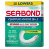 Sea Bond Secure Denture Adhesive Seals, Fresh Mint Lowers, Zinc-Free, All-Day-Hold, Mess-Free, 30 Count (Pack of 1)