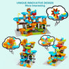 JIXIn Marble Run Building Blocks Compatible with LEGO DUPLO/3-IN-1 Multiplayer/Gear Handle Fun Marble Maze Blocks Building Toy Set/164 PCS Classic Bricks/Gift Kids Toys for Boys/Girls Age 3 4 5 6 7 8+