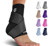 Sleeve Stars Ankle Brace for Women & Men, Achilles & Plantar Fasciitis Relief Compression Sleeve, Foot Brace with Ankle Support Strap, Heel Protector Wrap for Pain, Tendonitis & Sprain (Single/Black)