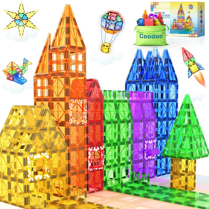 60 PCS Magnetic Building Tiles Kids Toys STEM Magnetic Blocks Sensory Toys Kids Games Magnet Building Toys for Boys and Girls Aged 3+, Kids Brain Development Preschool Kindergarten Toddler Toys