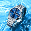 Taxau Men's Watches Stainless Steel Watches for Men Blue Face Mens Watch Minimalist Waterproof Men's Wrist Watches Day Date Diamond Dress Mens Watches