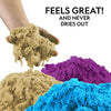 NATIONAL GEOGRAPHIC 6 Lb. Play Sand Combo Pack - 2 Lbs. Each of Blue, Purple and Natural Sand with Castle Molds - A Fun No Mess Sensory Activity, Kids Fake Sand Play Set (Amazon Exclusive)