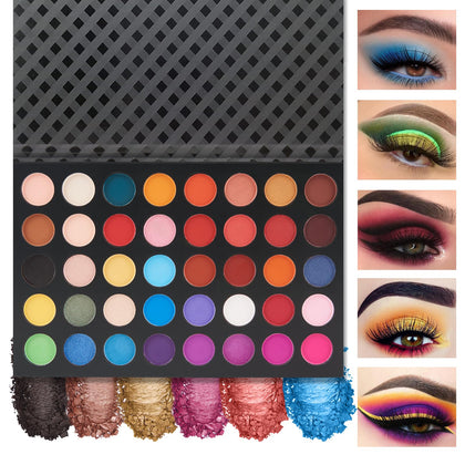 Rechoo 40 Colors Eye Makeup Eyeshadow Palette Bright Color Matte Eye Shadow Blue Red Purple Bright Color With Sequins Shimmer Metallic Pigmented Paleta