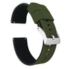 BARTON WATCH BANDS Quick Release Elite Silicone Watch Bands, Army Green Top/Black Bottom, 18mm