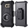 compatible for samsung galaxy s7 edge case (not for s7), plusmall rugged shockproof hybrid protective case back cover with swivel belt clip hard holster defender case ring rotating kickstand (black)