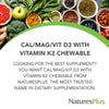 NaturesPlus Chewable Cal/Mag/VIT D3 with Vitamin K2-60 Chewable Tablets - Vanilla Flavor - Bone Health Supplement with Calcium, Magnesium, Vitamin D3 and K2 - Gluten-Free - 30 Servings