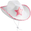 Bedwina White Cowgirl Hat - Felt Cowboy Hat with Pink Sequins Rim and Adjustable Neck-String, Fits Most Women and Girls for Bachelorette, Play Costume Accessories, Themed Party or Dress-Up