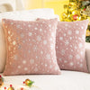 AQOTHES Soft Faux Fur Fuzzy Cute Decorative Throw Pillows Covers with Snowflake Glitter Printed Pillowcases for Christmas Decor Home Bed Room Sofa Chair Couch, Pink 18x18 inch, Pack of 2