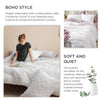 Bedsure Boho Comforter Set Queen - White Tufted Shabby Chic Bedding Comforter Set for All Seasons, 3 Pieces Western Comforter Set, Farmhouse Modern Bed Set, Soft Bedding for Women Men Girls