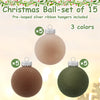 Liliful 15 Pcs Velvet Christmas Balls Bulk Flocked Christmas Tree Ball Ornaments Plastic Balls Xmas Decorative Hanging Ornaments Christmas Tree Decoration (Brown, Green, Beige,3.15 Inch)