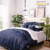 Elegant Life Home Denim Dark Blue Duvet Cover 100% Cotton Washed Soft Bedding with Button Closure Corner Ties (1pc, Queen Size 90'' x 96'')