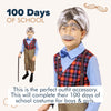 4E's Novelty Old Man Costume For Kids Boys - Glasses With Gray Stick On Fake Mustache & Eyebrows - 100 Days of School Costume for Boys, Old Man Costume for Kids, Grandpa Dress Up Accessories Kit