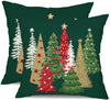 DFXSZ Christmas Pillow Covers 18x18 Inch Set of 2 Christmas Tree Decorative Green Throw Pillows Winter Christmas Decor for Home Couch 50