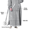 Bedsure Wearable Blanket Hoodie - Long Sherpa Fleece Hooded Blanket for Adult Women Men, Warm Cozy Blanket Sweatshirt with Giant Pocket and Belt for Girlfriend Mom, Standard, Grey