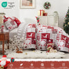 HHgoly Christmas Quilts Set Queen Size, Soft Reversible Quilted Christmas Bedspread Coverlet Lightweight Full/Queen Quilt Bedding Sets with Xmas Santa Tree Snowman Red Plaid Patchwork Pattern