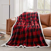 Touchat Sherpa Red and Black Buffalo Plaid Christmas Throw Blanket, Fuzzy Fluffy Soft Cozy Blanket, Fleece Flannel Plush Microfiber Blanket for Couch Bed Sofa (60