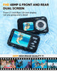 Underwater Camera, 4K 48MP Autofocus Waterproof Digital Camera with Selfie HD Dual Screens,11FT 16X Zoom Waterproof Camera with 64GB Card,Fill Light Underwater Camera for Snorkeling